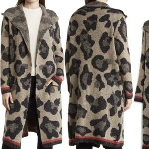 Joseph A leopard tipped open front cardigan